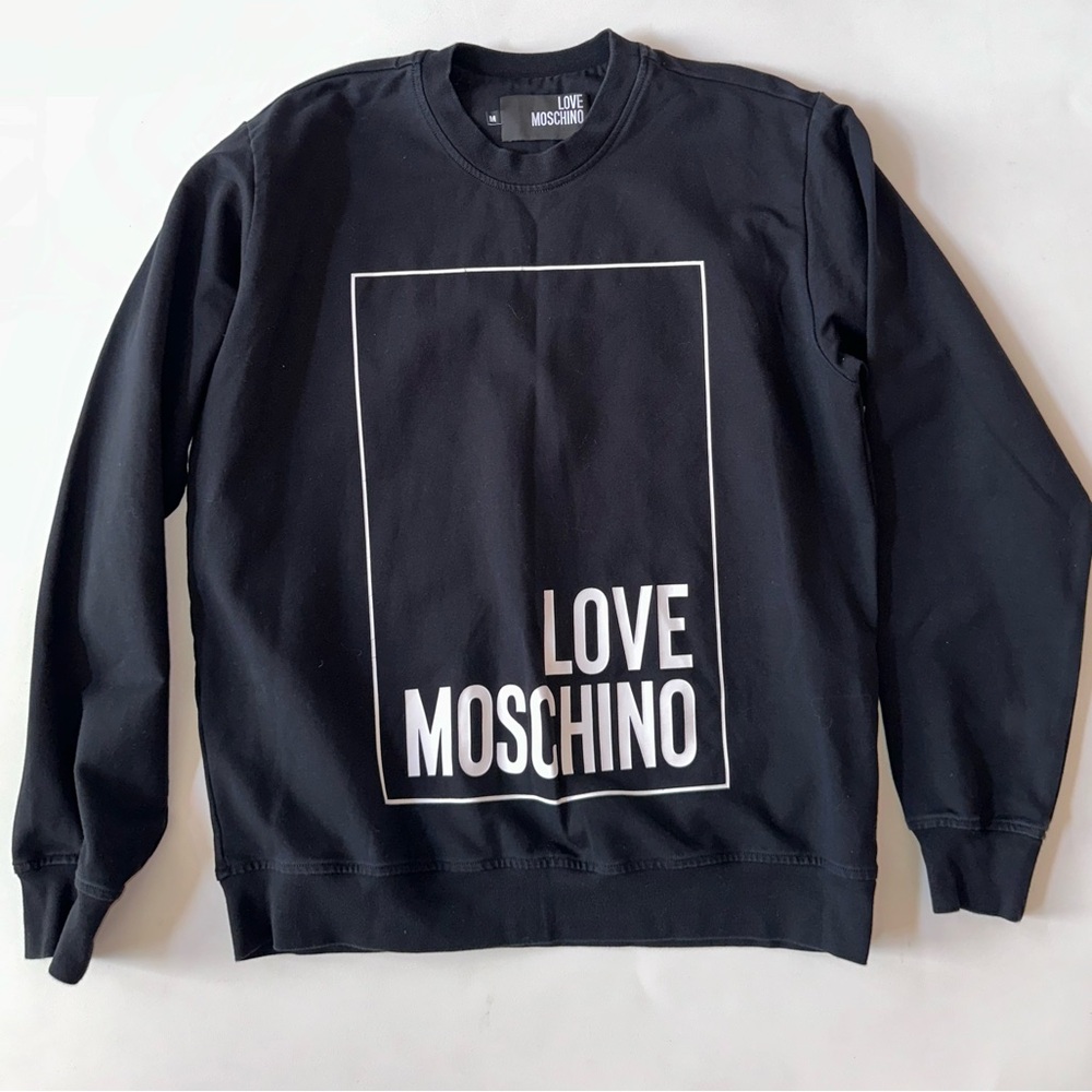 LOVE MOSCHINO Size M Black Cotton Sweatshirt LOGO